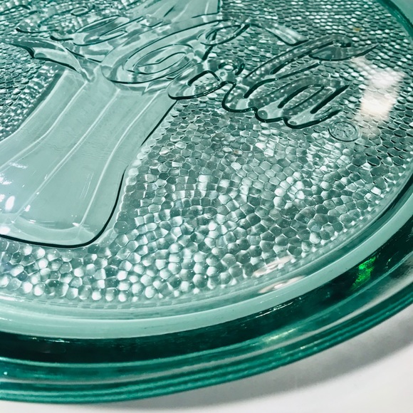 Vintage Green Glass Coca-Cola Round Platter Tray - Picture 2 of 5